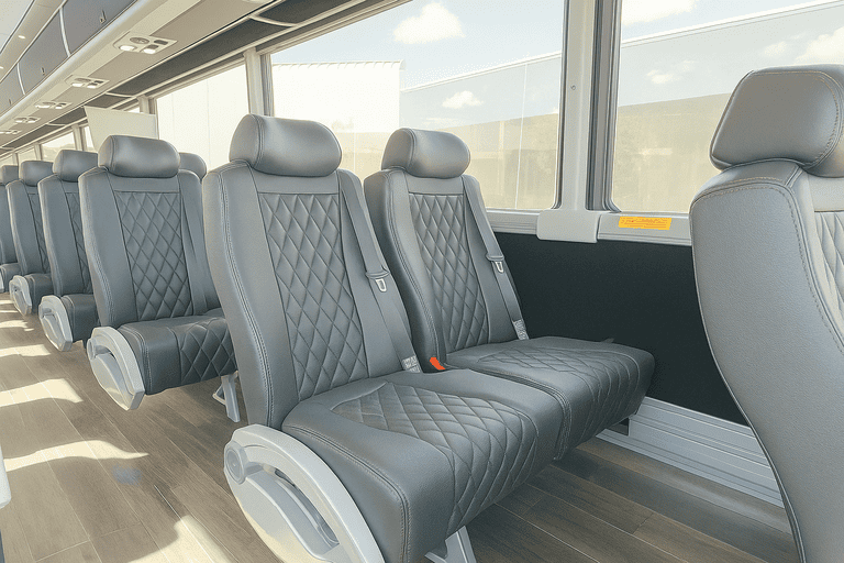 interior of Maple Grove Coach Bus Service charter bus