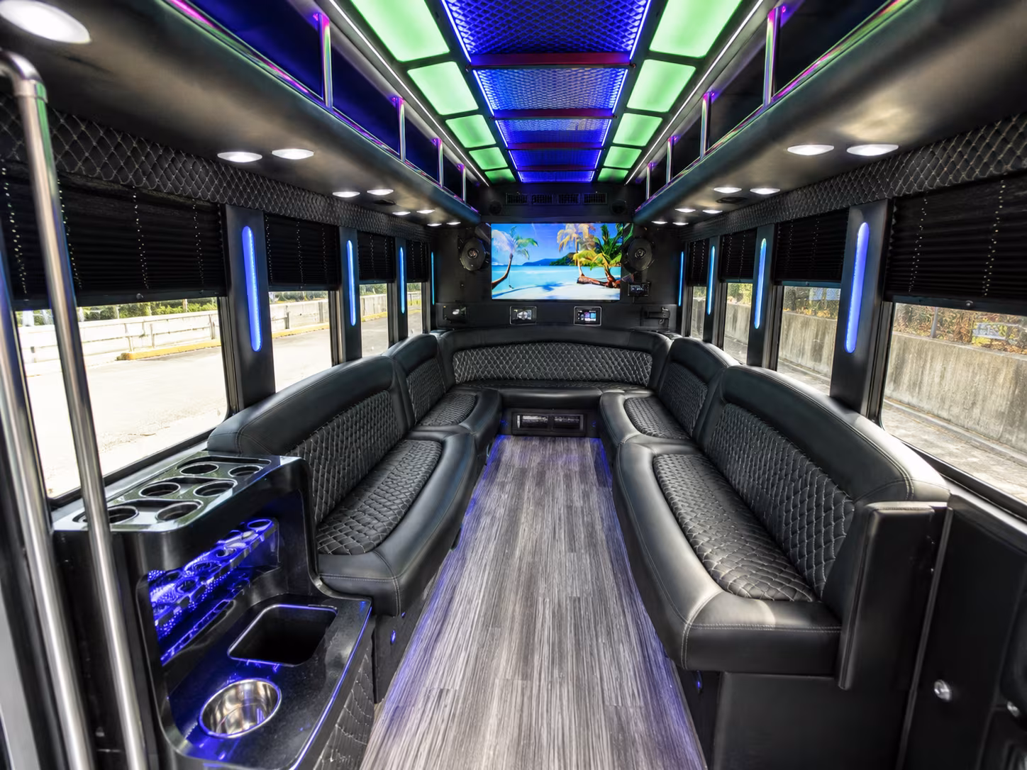maple grove 18 passenger party bus inside