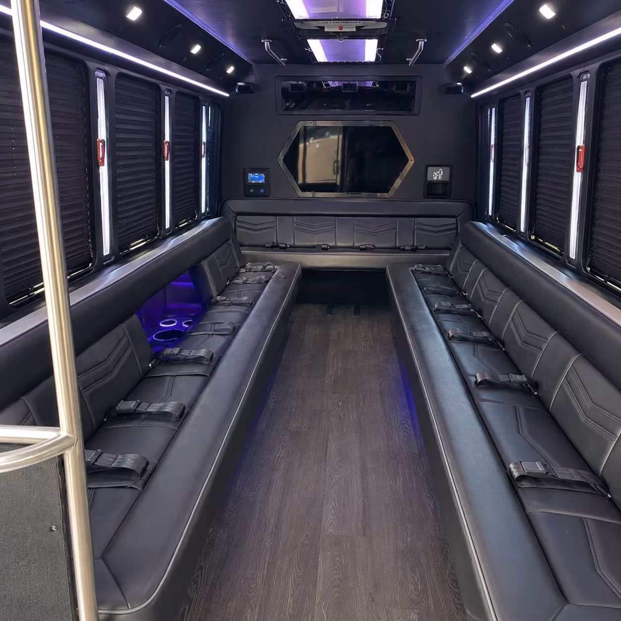 maple grove 18 passenger party bus interior