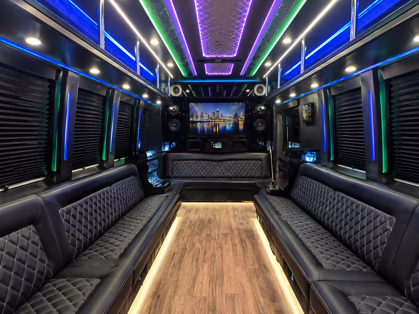 maple grove 25 passenger party bus interior
