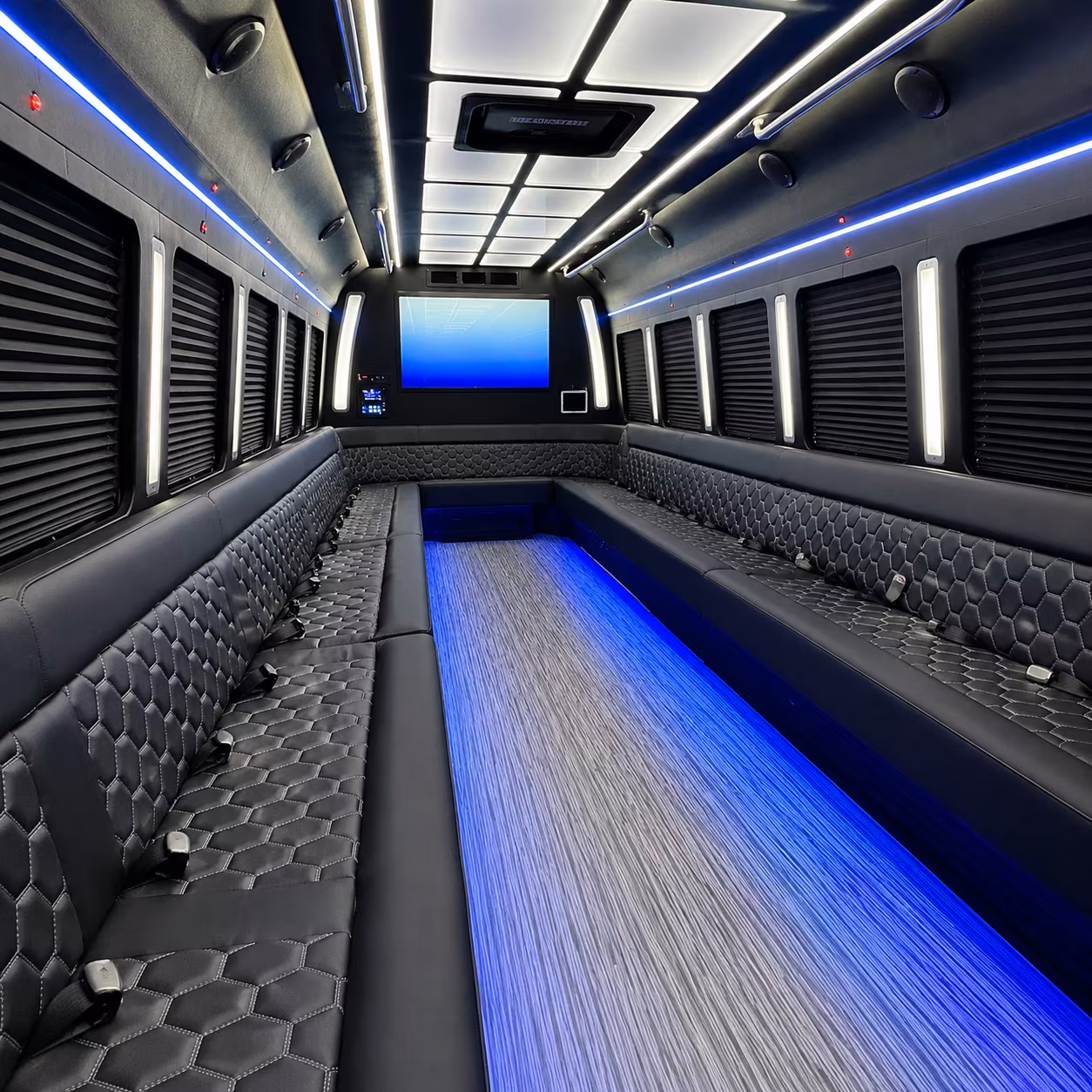 maple grove 50 passenger party bus inside