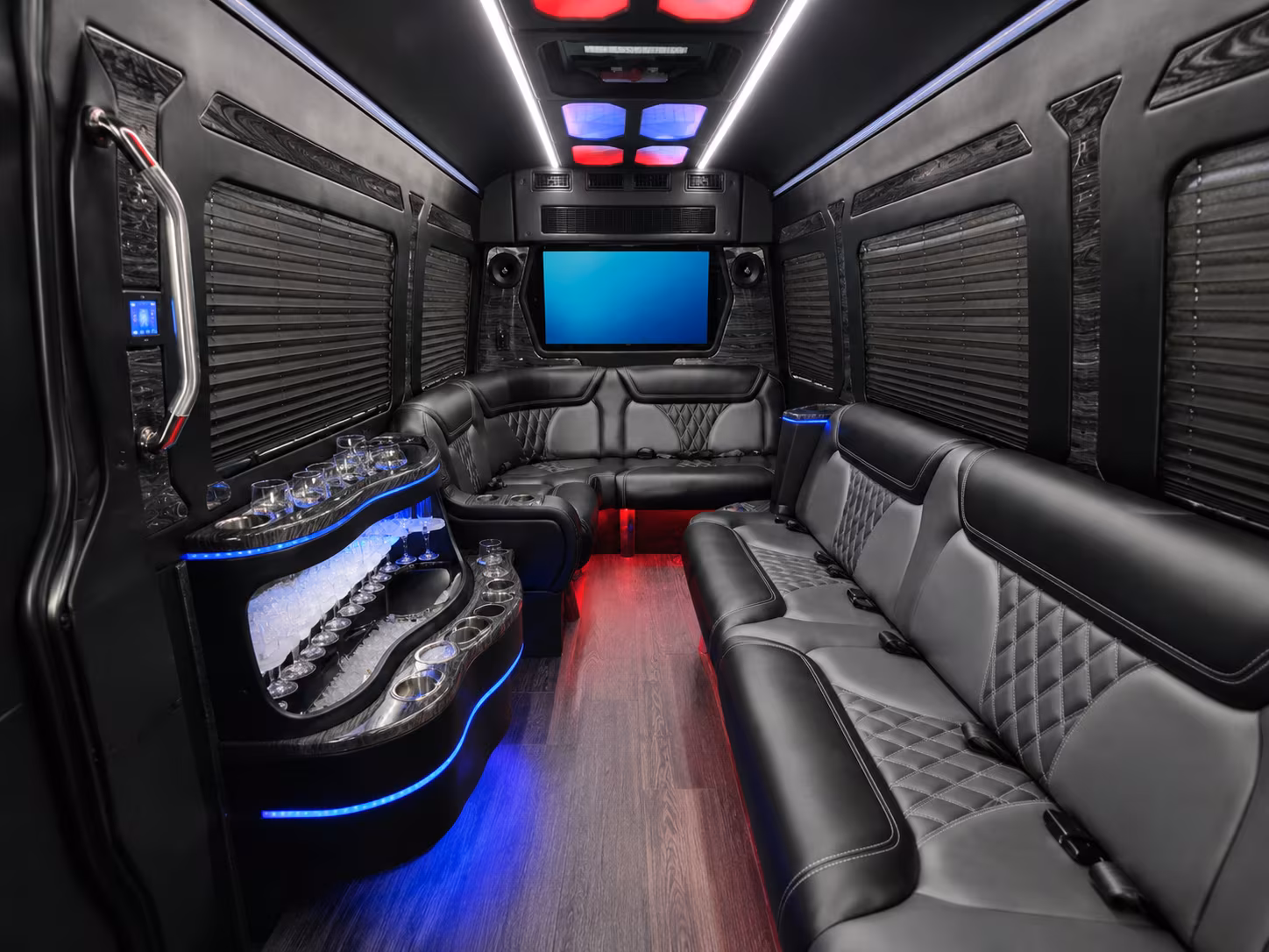 maple grove 50 passenger party bus interior